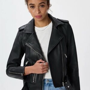 Quince Women's Black Leather Motorcycle Jacket